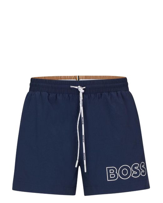 Boss Zwembroek Met Logoprint in het Blue voor heren