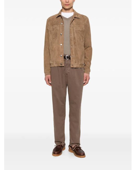 Giorgio Brato Natural Button-Up Leather Jacket for men