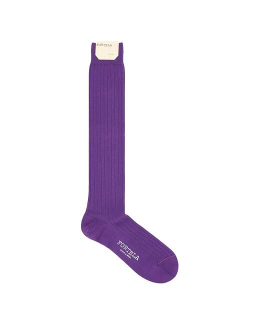 Fortela Purple Melange Ribbed Socks for men