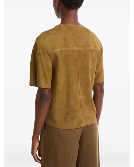 Yves Salomon Natural Double-Sided V-Neck Blouse