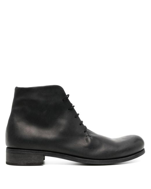 Werkstatt:münchen Black Lace-up Leather Ankle Boots for men