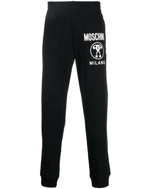 Moschino Black Logo-Print Track Pants for men