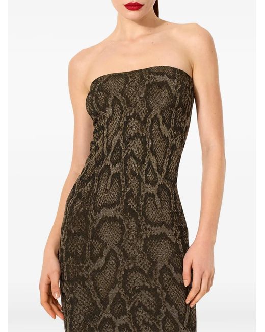 Wolford Brown Python-Print Shimmering Midi Dress