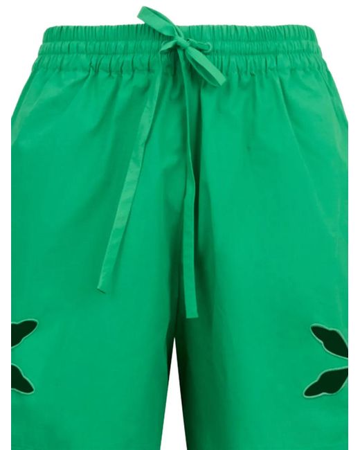MIRA MIKATI Green Cut-Out Floral Shorts