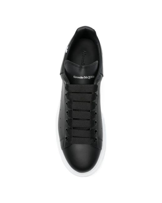 McQueen Black Oversized Skull-Print Sneakers