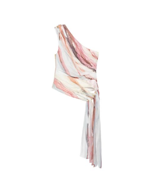 Aje. Pink Haut Drapé Capture À Une Épaule