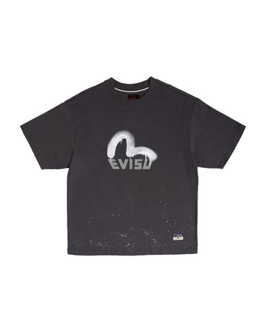 Evisu Black Spray-Logo T-Shirt for men