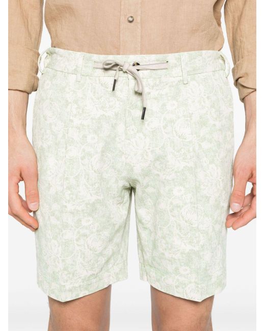 Dell'Oglio Natural Floral-print Cotton Bermuda Shorts for men