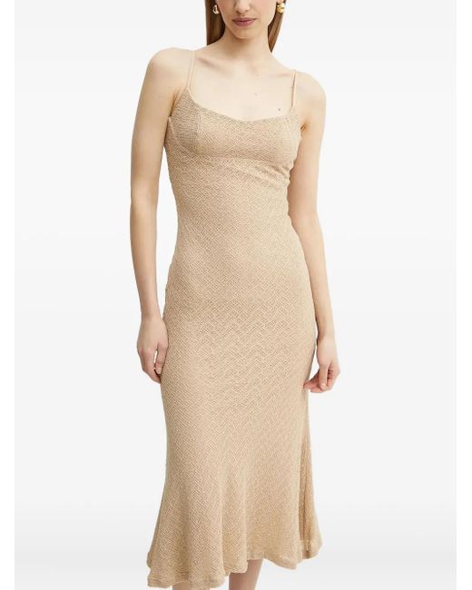 Bardot Natural Rochie Textured Midi Dress