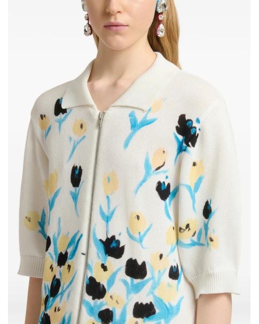 Marni White Cotton Knit Cardigan