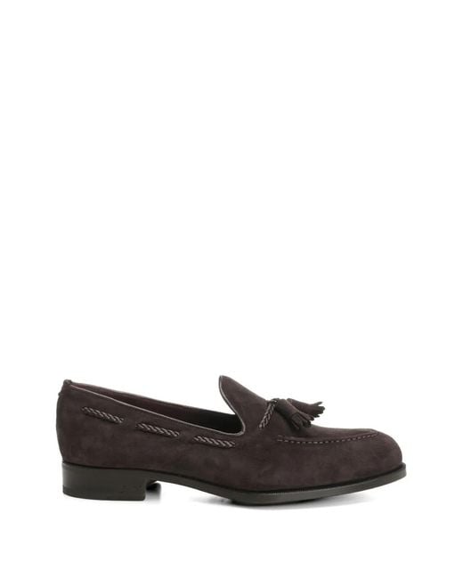 Lidfort Brown Tassel-Detail Braided-Trim Boat Shoes for men