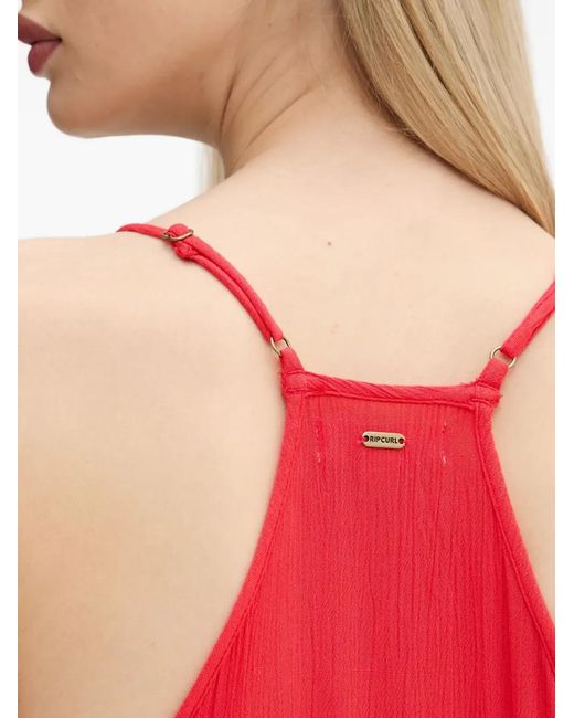 Rip Curl Red Tassel-Detail Button-Front Maxi Dress