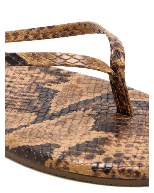 TKEES Brown Snakeskin Thong Sandals