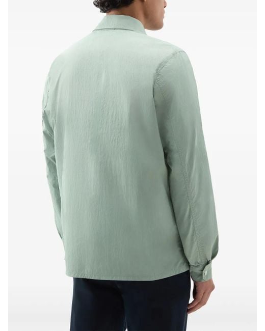 Woolrich Green Crinkle Shirt Jacket for men