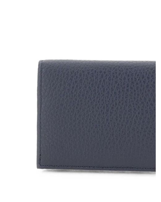 Gianni Chiarini Blue Dollaro Pebbled Leather Card Holder