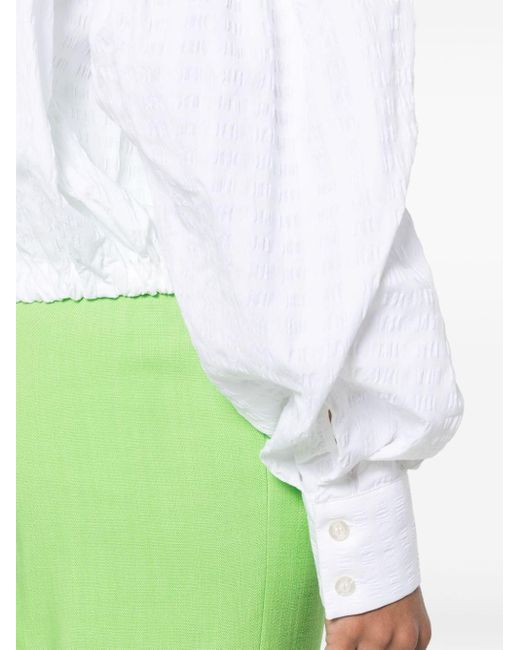 MSGM White Cropped Shirt With Puff Sleeves