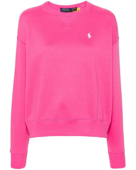 Polo Ralph Lauren Pink Embroidered-logo Jersey Sweatshirt