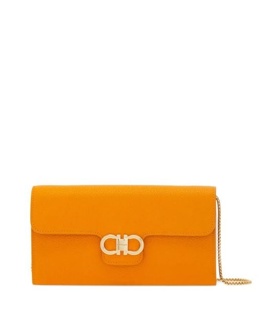 Bolso de mano Gancini mini con cadena Ferragamo de color Orange