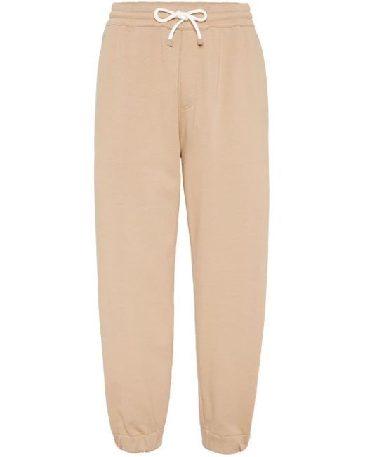 Brunello Cucinelli Natural Straight-leg Cotton-blend Track Pants for men