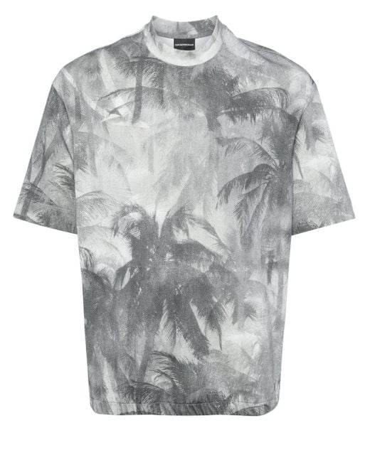T-shirt en coton à imprimé graphique Emporio Armani pour homme en coloris Gray