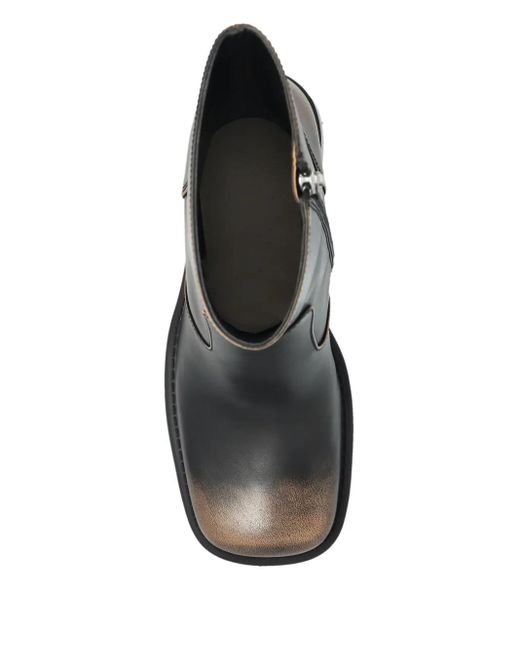 COACH Black Leather Block-Heel Ankle Boots