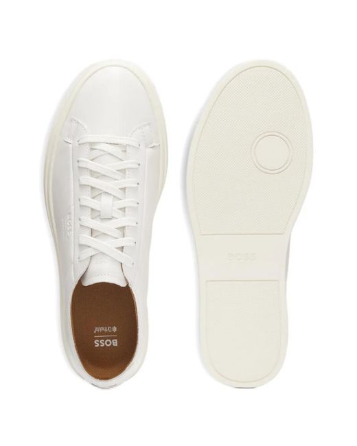 Boss White Baskets À Logo Emé for men