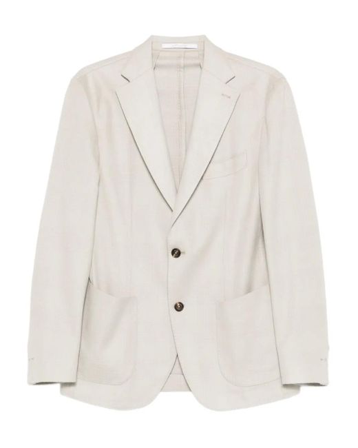 Eleventy White Patch-Pocket Single-Breasted Blazer for men