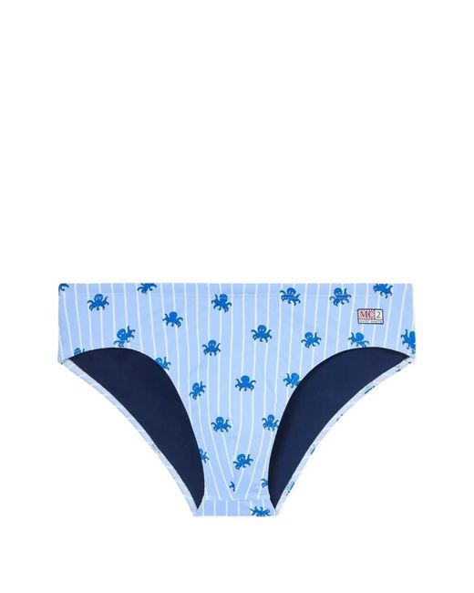 Mc2 Saint Barth Blue Cayo Octopus-Print Swimming Briefs for men