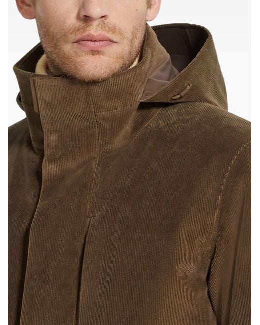 メンズ Zegna Cashco フーデッド コーデュロイジャケット Brown