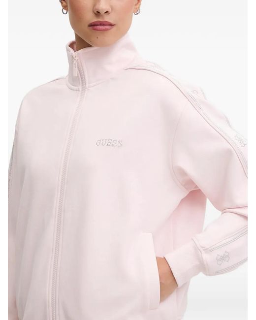 Guess White Zip-Up Sweater