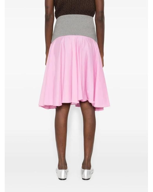 GIMAGUAS Pink Elastic-Waist Flared Midi Skirt