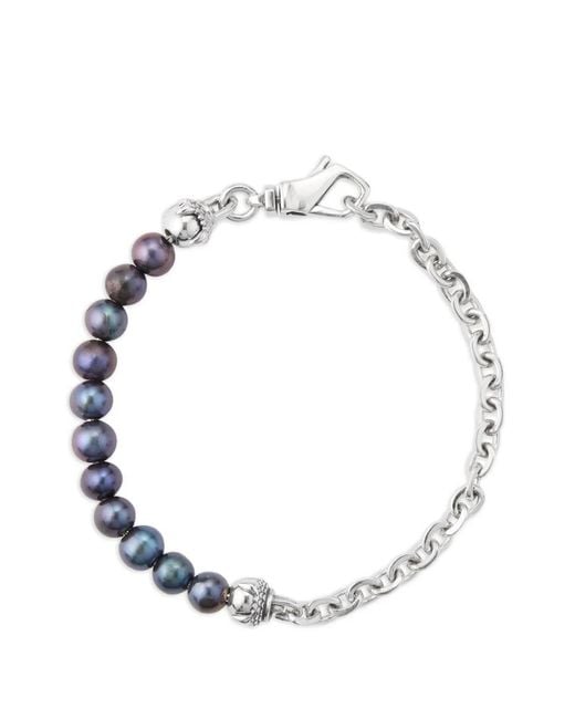 Emanuele Bicocchi White Pearl-Embellished Chain-Link Bracelet