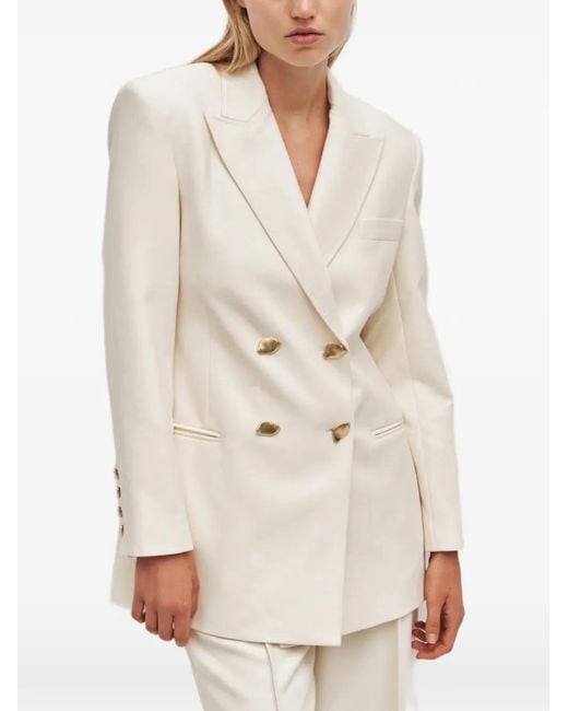 Aje. White Vortex Double-Breasted Peak-Lapels Blazer