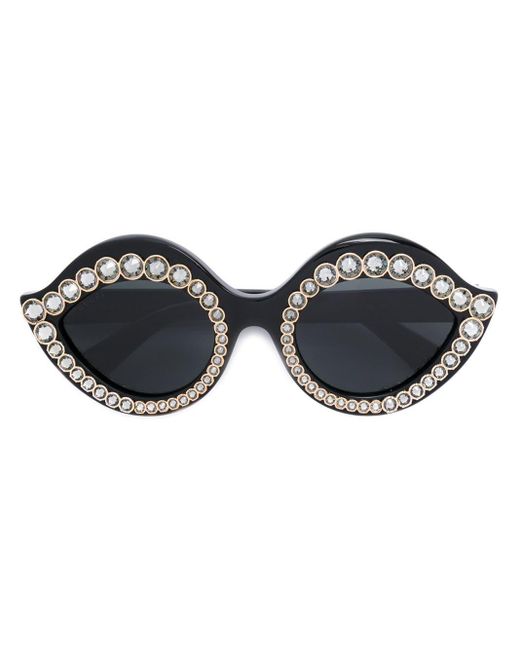 Crystal-embellished sunglasses di Gucci in Black