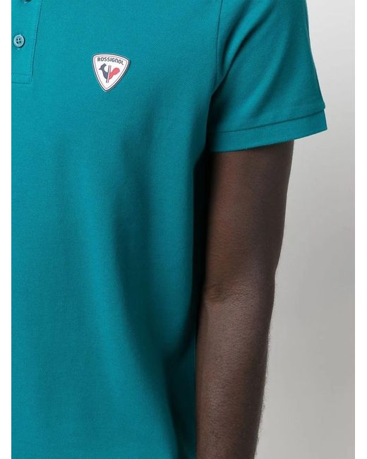 Rossignol Blue Logo-Applique Polo Shirt for men