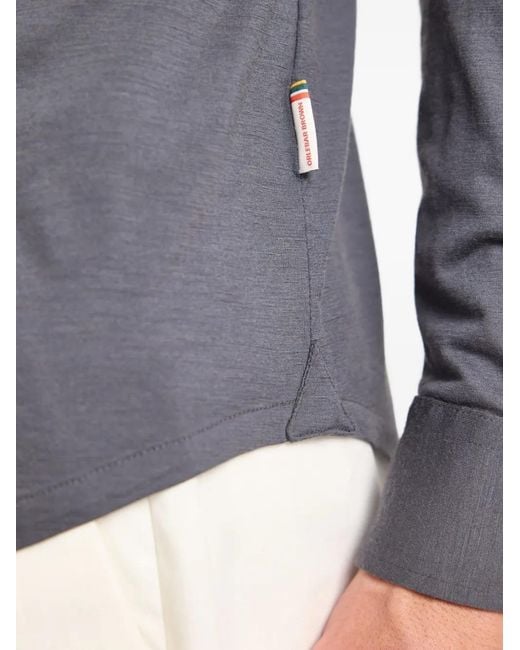 Orlebar Brown Gray Long-Sleeve Pointed-Collar Shirt for men