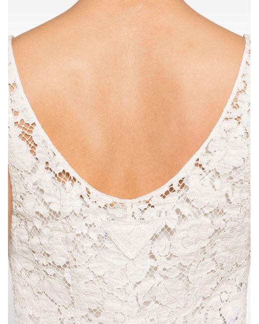 Prada White Floral-lace A-line Dress