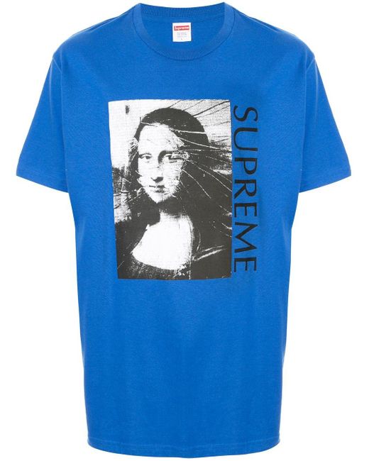 Supreme Cotton Mona Lisa Print T-shirt in Blue for Men - Lyst