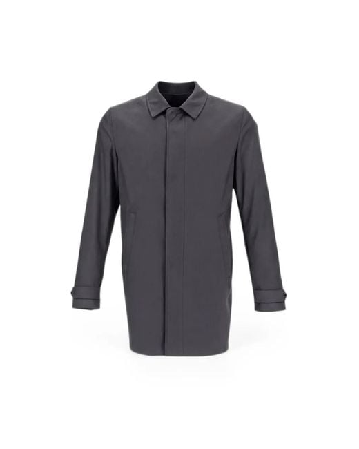 Herno Blue Button-Cuff Wool Coat for men