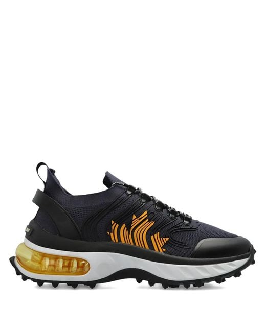 DSquared² Black Wave-Patterned Lace-Up Low-Top Sneakers for men