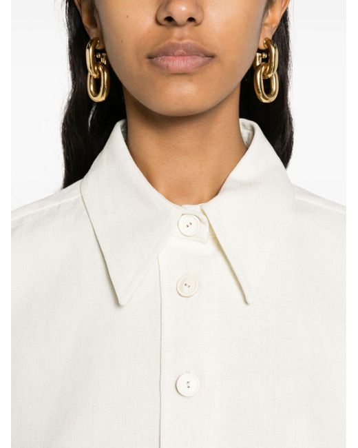 Robe-chemise en lin à boutonnière Fabiana Filippi en coloris White