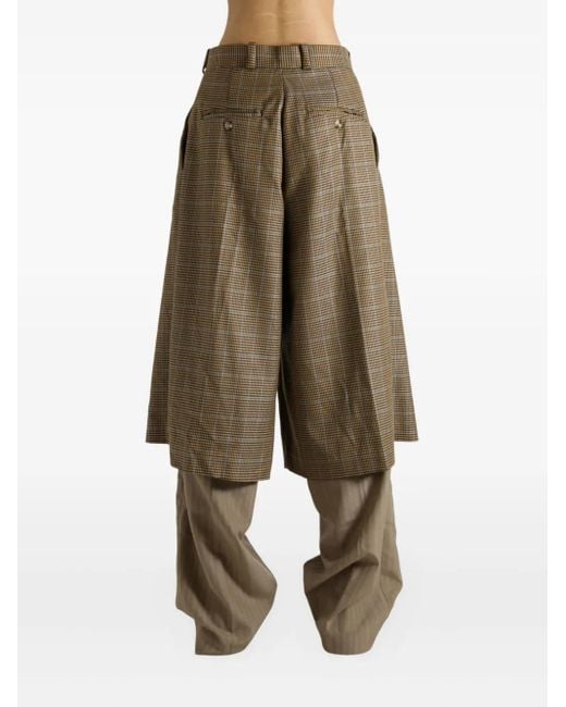 Late for Work Houndstooth Pleated Trousers Brown