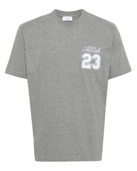 T-shirt en coton à logo brodé Off-White c/o Virgil Abloh pour homme en coloris Gray