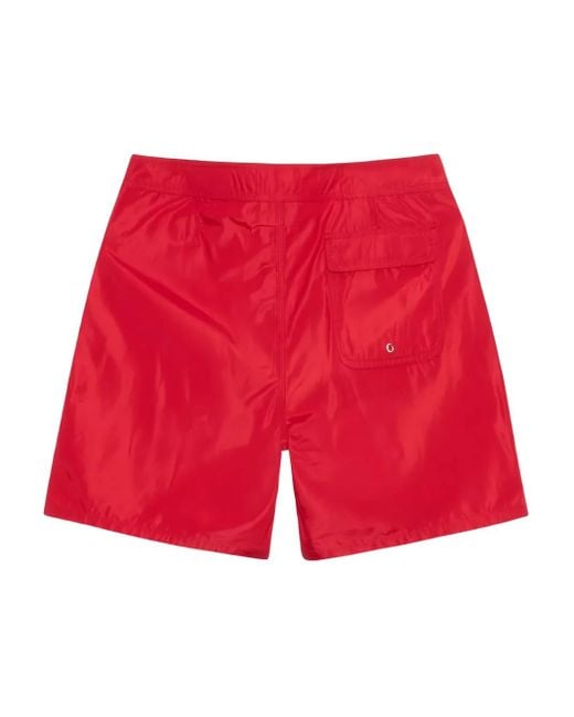 Stussy Red Side-Striped Swim Shorts for men