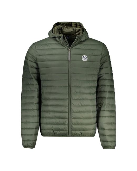 North Sails Green Quilted Hooded Padded Jacket for men
