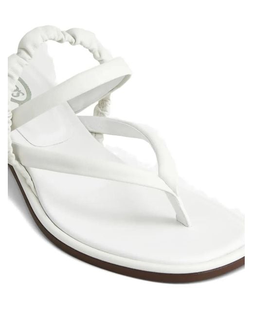 Tod's White Ruched Strap Sandals