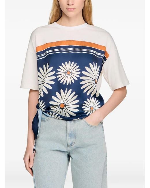 Sandro Blue Scarf Print T-Shirt