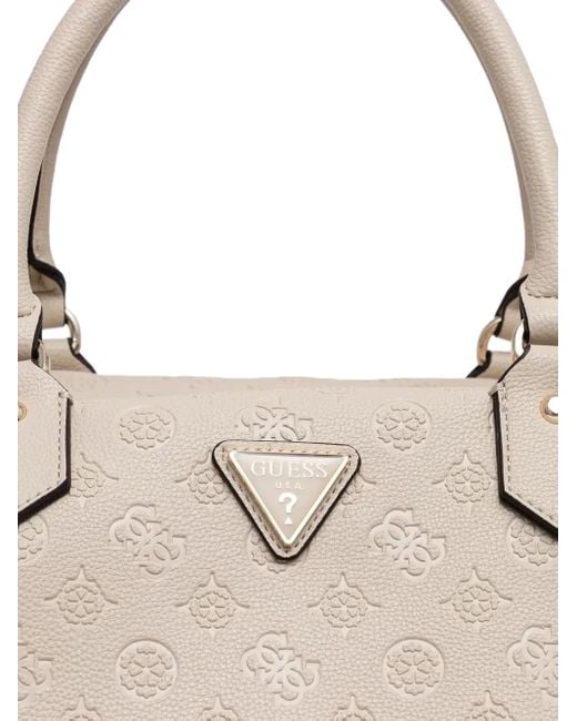 Borsa A Spalla Con Logo Goffrato di Guess in Natural