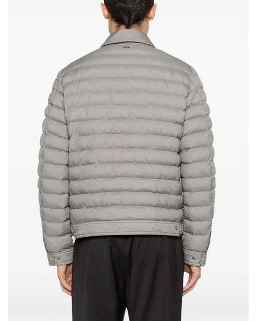 Herno Gray Button-Fastening Patch-Pocket Shirt Jacket for men