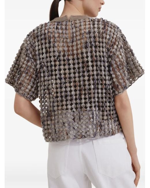 Brunello Cucinelli Gray Textured Short-Sleeve Top
